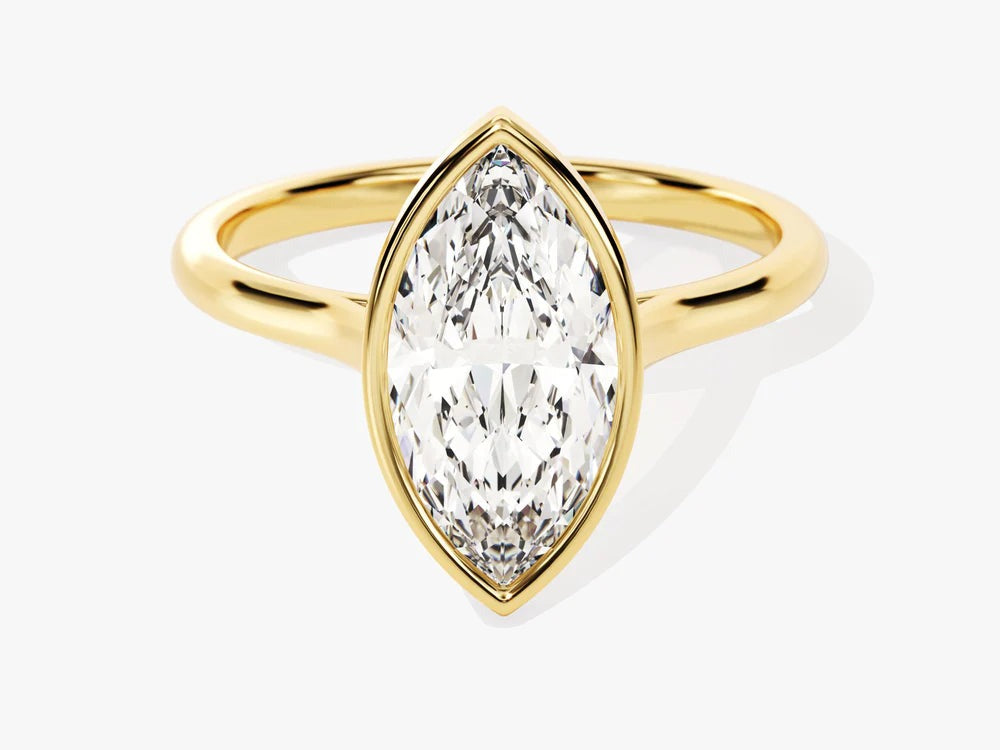 2.00 CT Marquise Bezel Moissanite Engagement Ring